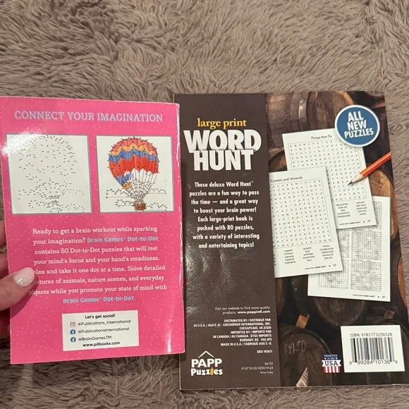 Brain Games Dot-to-Dot and Latge Print Word Hunt Puzzle Activity Books Set of 2 - Picture 2 of 8
